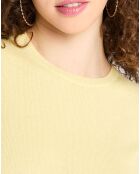 Pull 100% Cachemire Difi manches courtes jaune