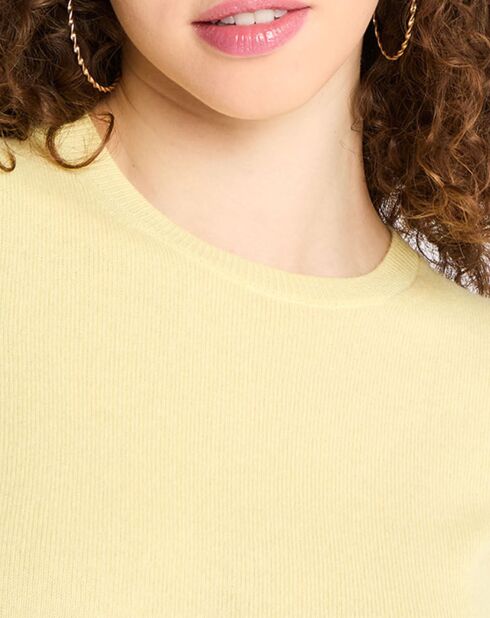 Pull 100% Cachemire Difi manches courtes jaune