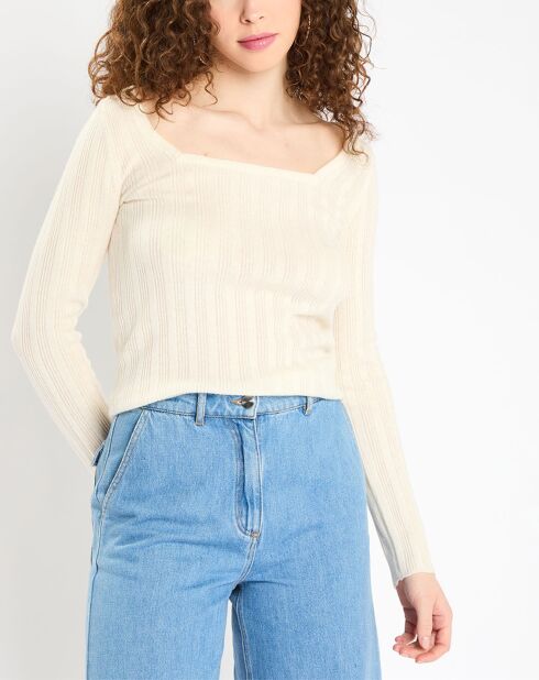 Pull en Laine & Cachemire Sacha col danseuse écru