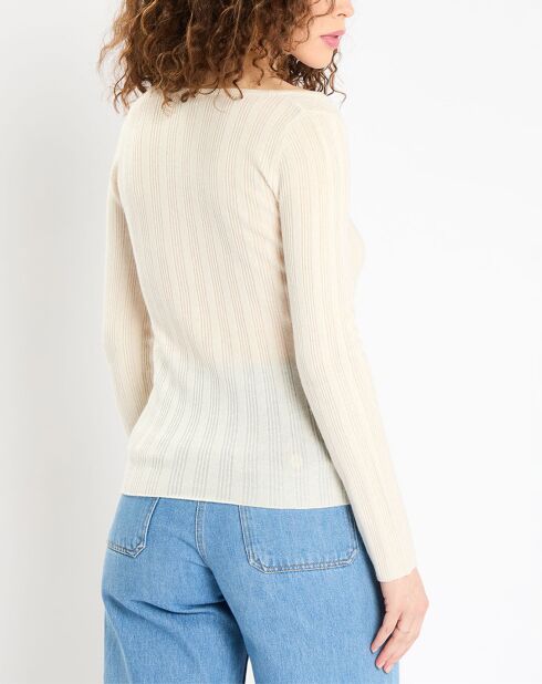 Pull en Laine & Cachemire Sacha col danseuse écru