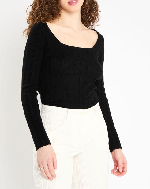 Pull en Laine & Cachemire Sacha col danseuse noir
