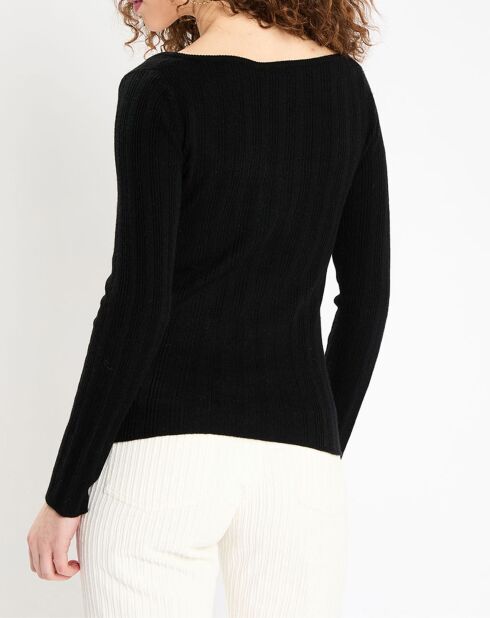 Pull en Laine & Cachemire Sacha col danseuse noir
