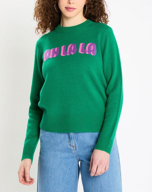 Pull en Laine & Cachemire Sadies côtelé vert