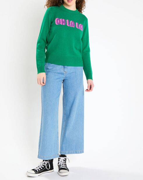 Pull en Laine & Cachemire Sadies côtelé vert
