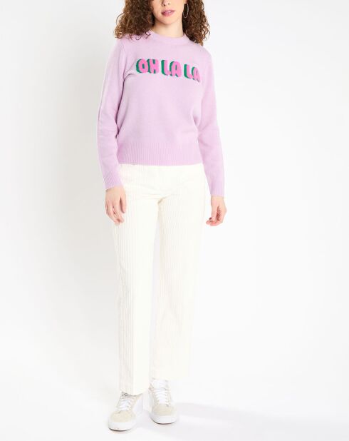 Pull en Laine & Cachemire Sadies côtelé violet clair