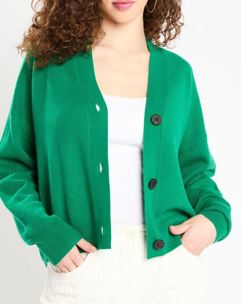 Cardigan en Laine & Cachemire Tabiola vert