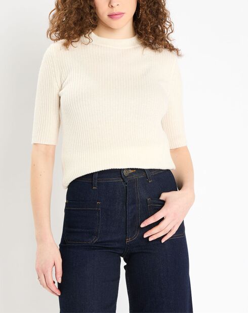 Pull en Laine & Cahchemire Tacha col danseuse écru