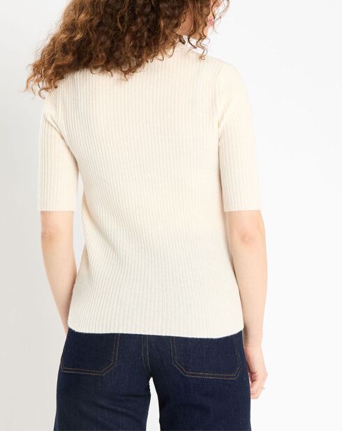 Pull en Laine & Cahchemire Tacha col danseuse écru
