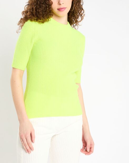 Pull en Laine & Cachemire Tacha col danseuse jaune fluo
