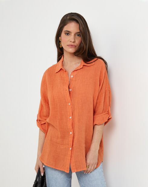Chemise 100% Lin Melinda orange