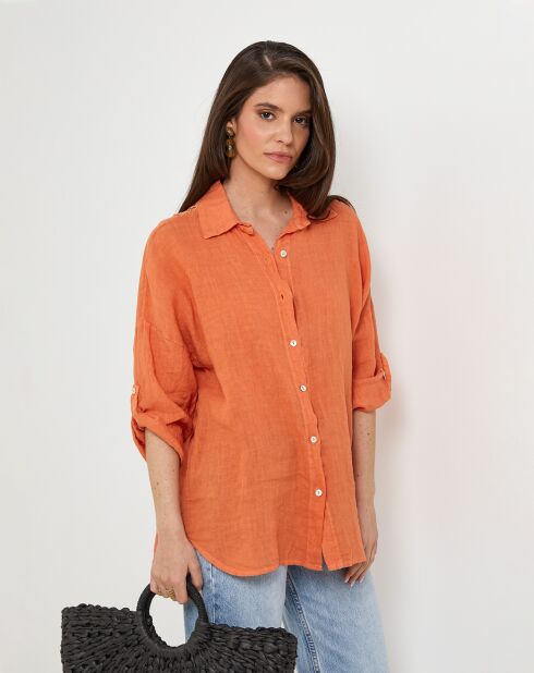 Chemise 100% Lin Melinda orange