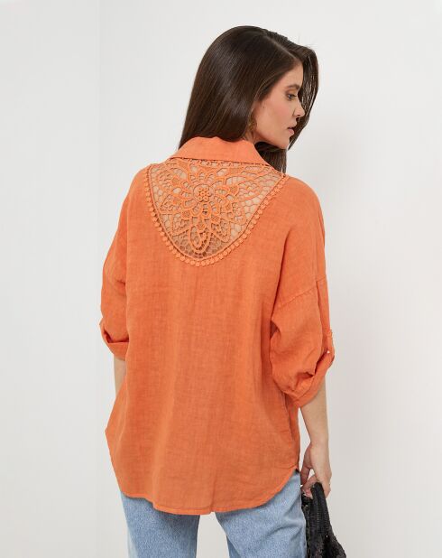 Chemise 100% Lin Melinda orange