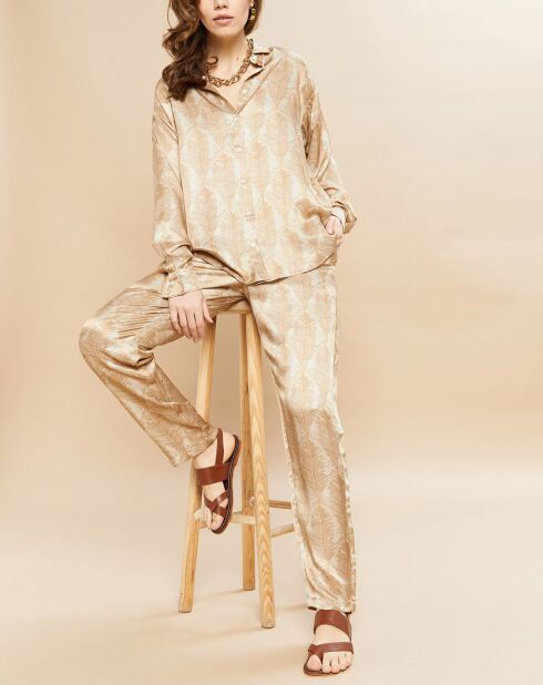 Pantalon en Soie mélangée Pang caramel/beige