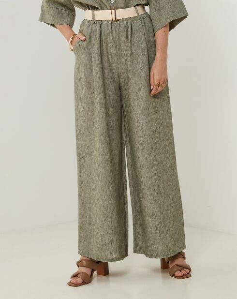 Pantalon 100% Lin Louane kaki