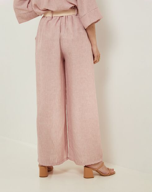 Pantalon 100% Lin Louane rose pale