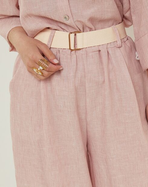 Pantalon 100% Lin Louane rose pale