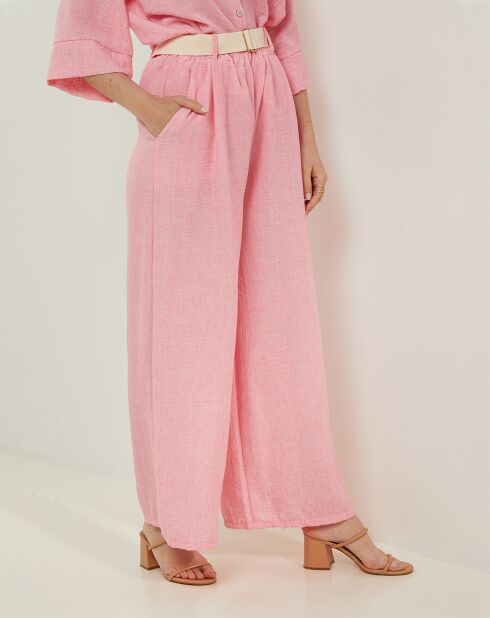 Pantalon 100% Lin Louane rose
