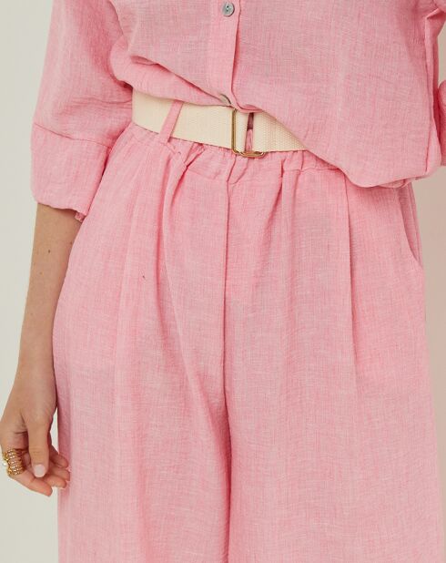 Pantalon 100% Lin Louane rose