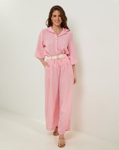 Pantalon 100% Lin Louane rose