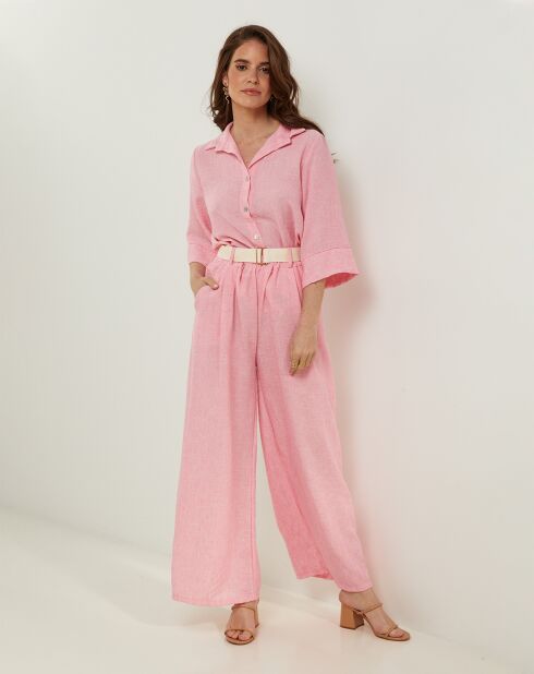 Pantalon 100% Lin Louane rose