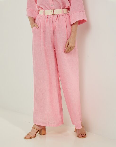 Pantalon 100% Lin Louane rose