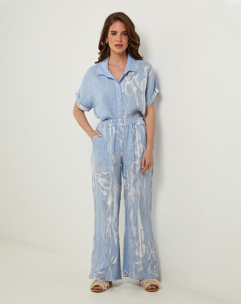 Pantalon 100% Lin Sophie ciel