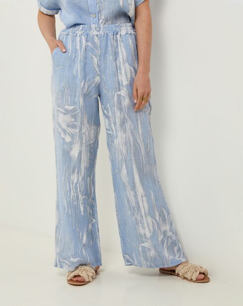 Pantalon 100% Lin Sophie ciel