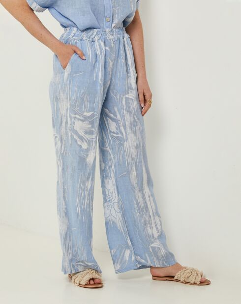 Pantalon 100% Lin Sophie ciel