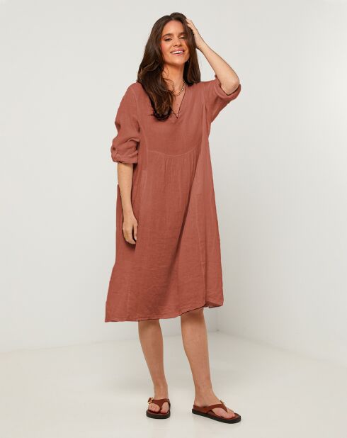 Robe 100% Lin Jessica rouille