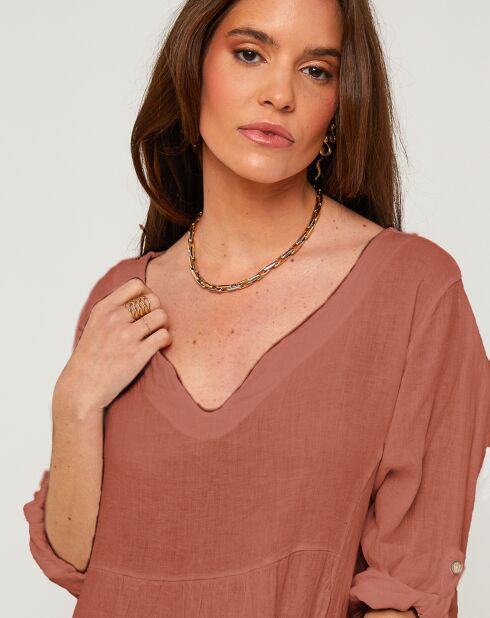 Robe 100% Lin Jessica rouille