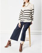 Pull en Laine & Mohair mélangés Neddy rayé beige/noir