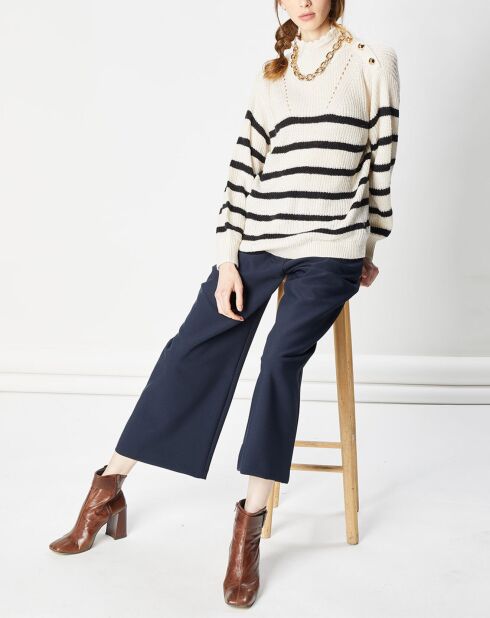 Pull en Laine & Mohair mélangés Neddy rayé beige/noir