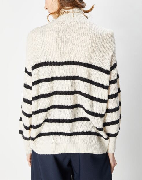 Pull en Laine & Mohair mélangés Neddy rayé beige/noir