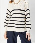 Pull en Laine & Mohair mélangés Neddy rayé beige/noir