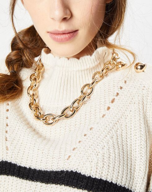 Pull en Laine & Mohair mélangés Neddy rayé beige/noir