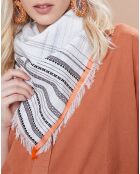 Foulard Handloom à carreaux blanc - 108x104 cm