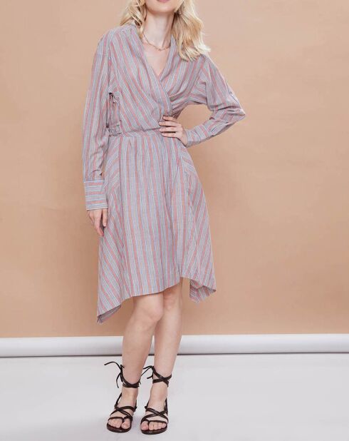 Robe Malorie Pastel rayée rouge/bleu