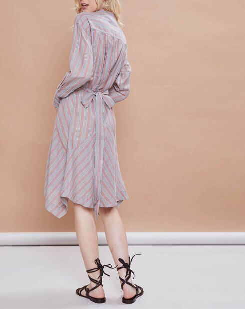 Robe Malorie Pastel rayée rouge/bleu