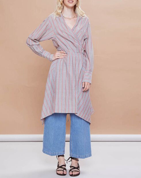 Robe Malorie Pastel rayée rouge/bleu