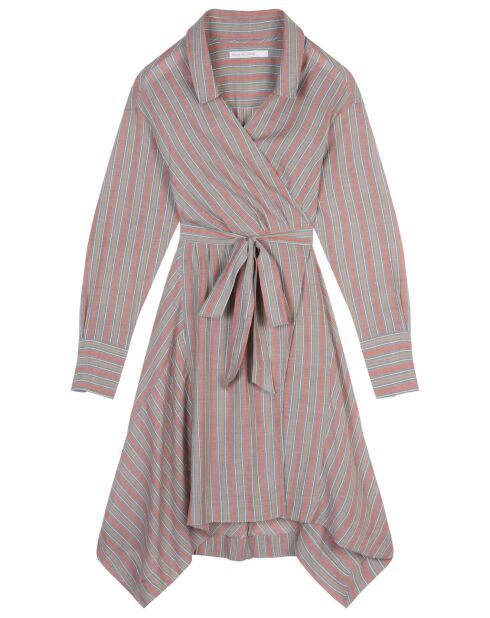 Robe Malorie Pastel rayée rouge/bleu