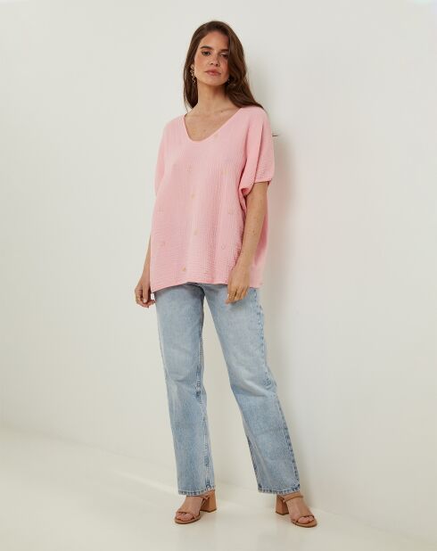 Top 100% Lin Phoebe rose pâle