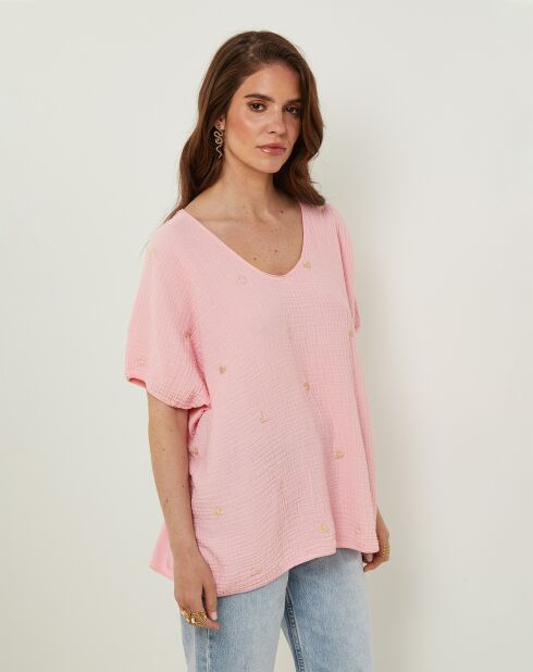 Top 100% Lin Phoebe rose pâle