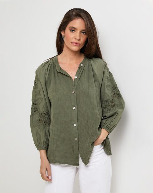 Chemise 100% Lin Ambre kaki