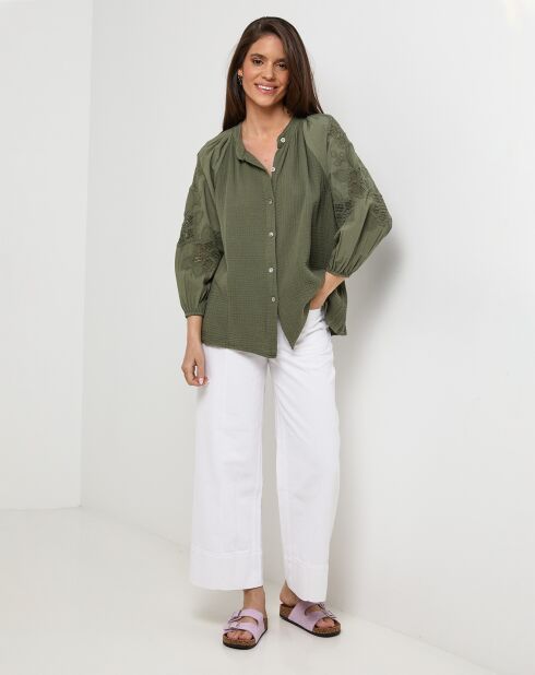 Chemise 100% Lin Ambre kaki