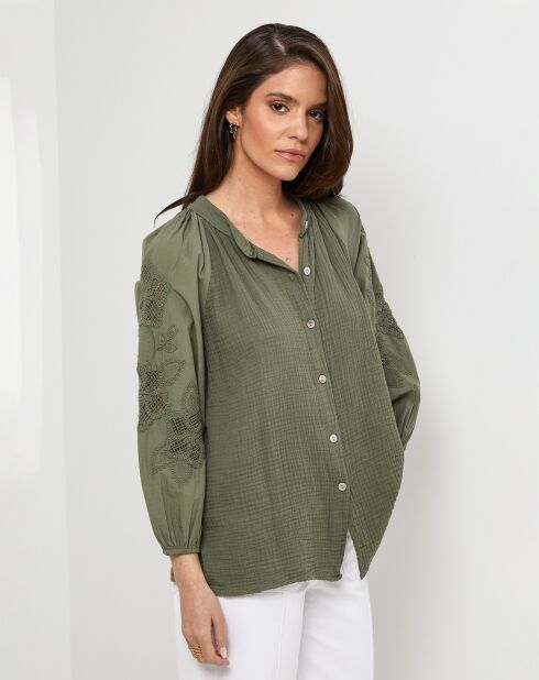 Chemise 100% Lin Ambre kaki