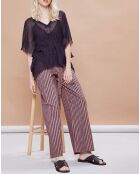 Pantalon Santa Fe rayé rose/bleu