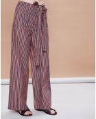 Pantalon Santa Fe rayé rose/bleu
