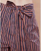 Pantalon Santa Fe rayé rose/bleu