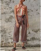 Pantalon Santa Fe rayé rose/bleu