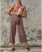 Pantalon Santa Fe rayé rose/bleu